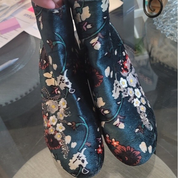 Loreida Satin Block Heel Embroidered Bootie - Picture 8 of 8